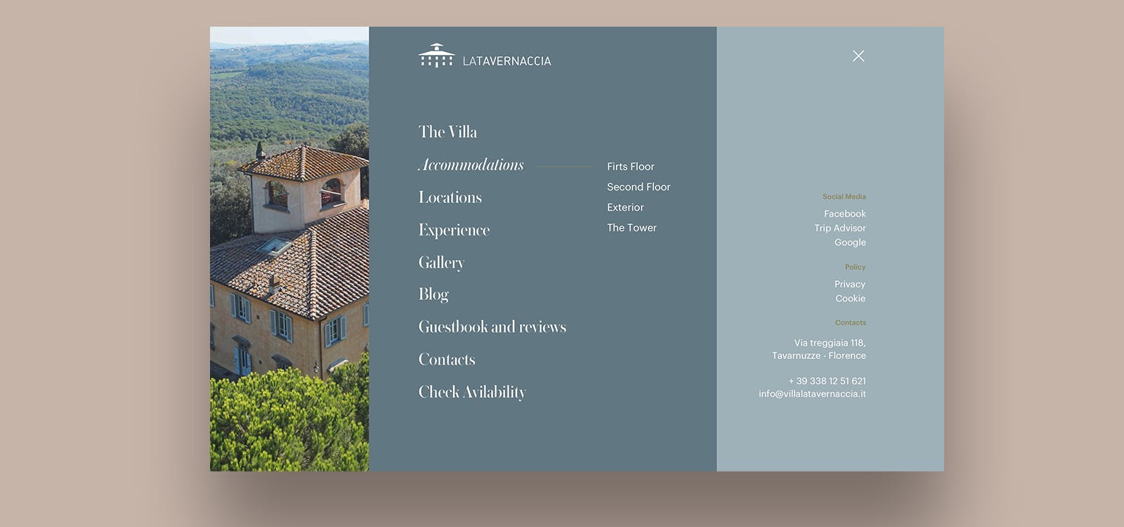 La Tavernaccia website La Tavernaccia website menu