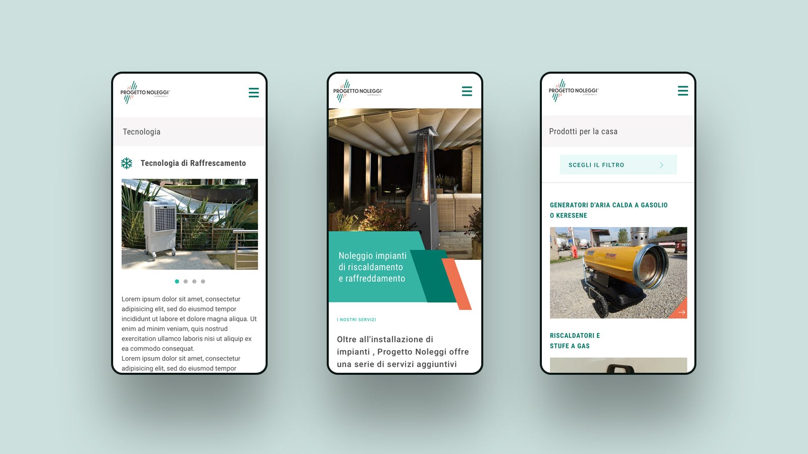 Progetto Noleggi website 3 viste mobile