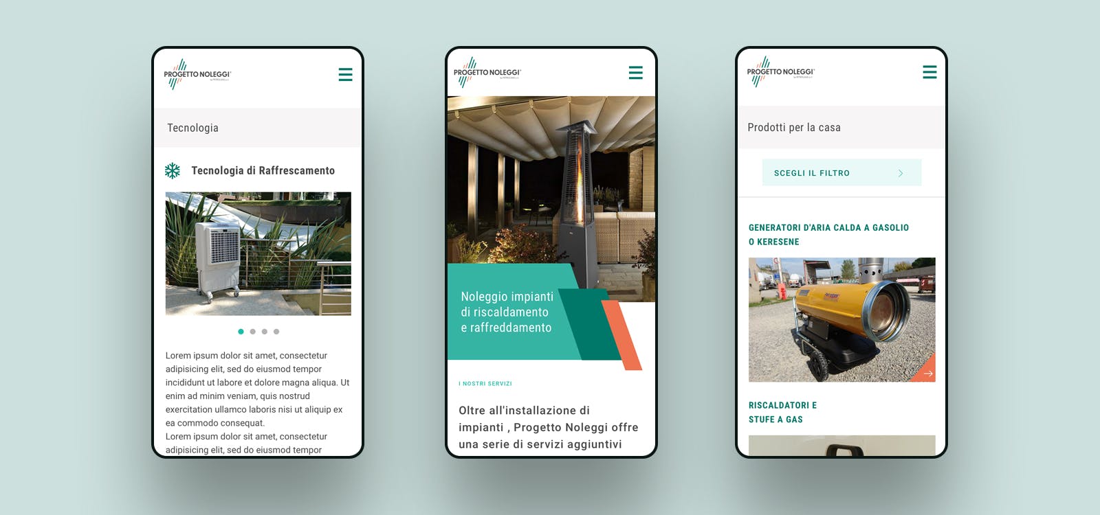 Progetto Noleggi website mobile Progetto Noleggi website 3 viste mobile