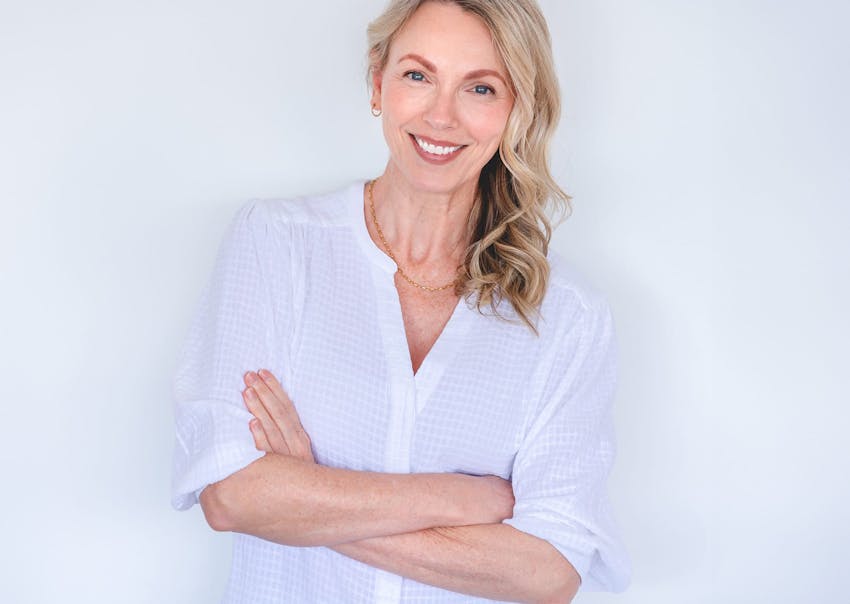 Woman wearing white blouse