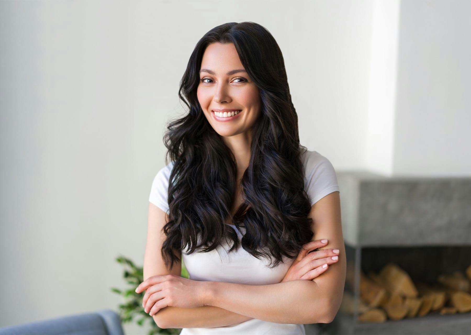 Woman with long black hair