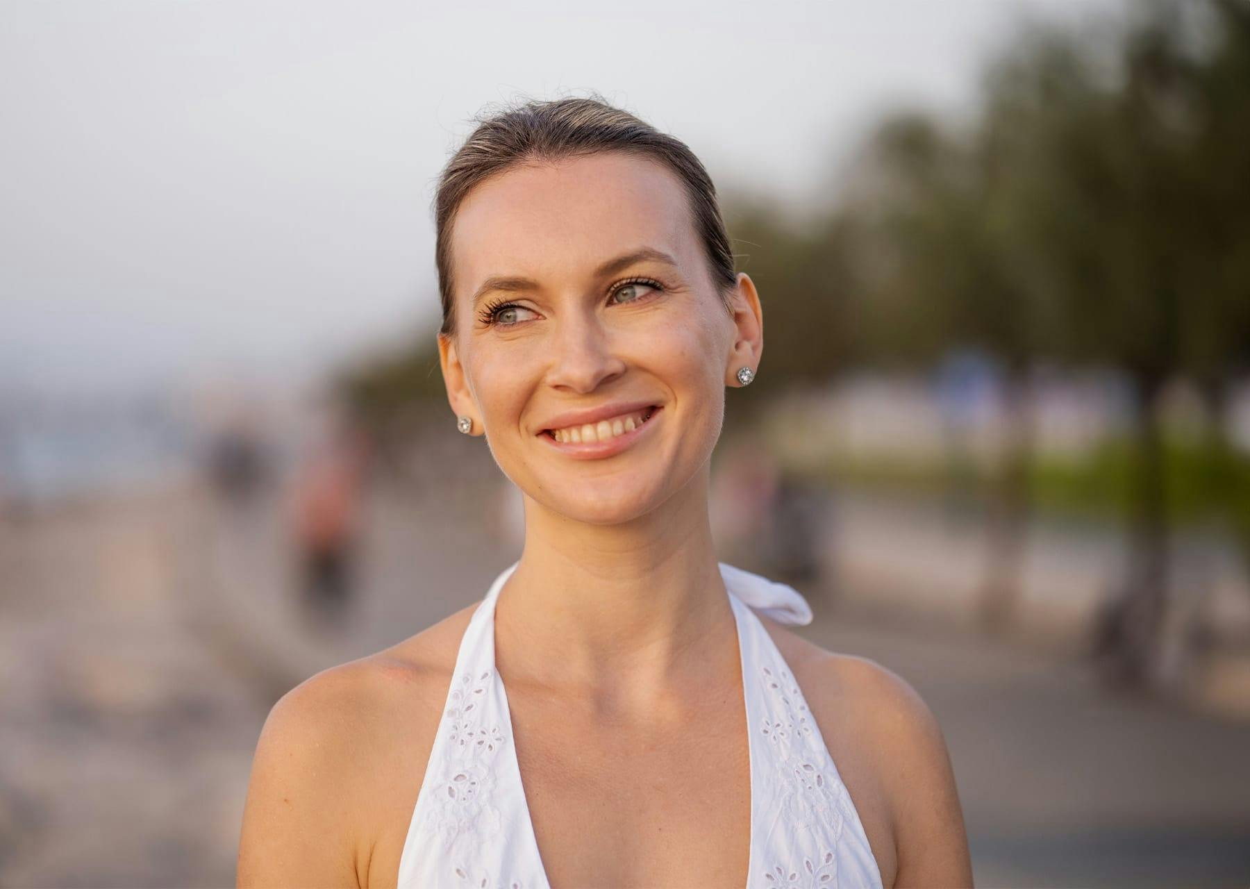 Woman in halter top