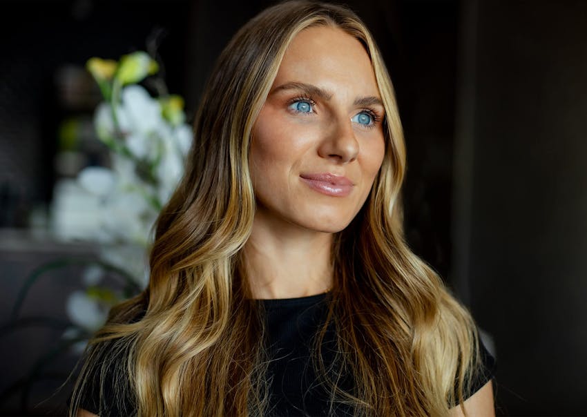 Woman with blue eyes