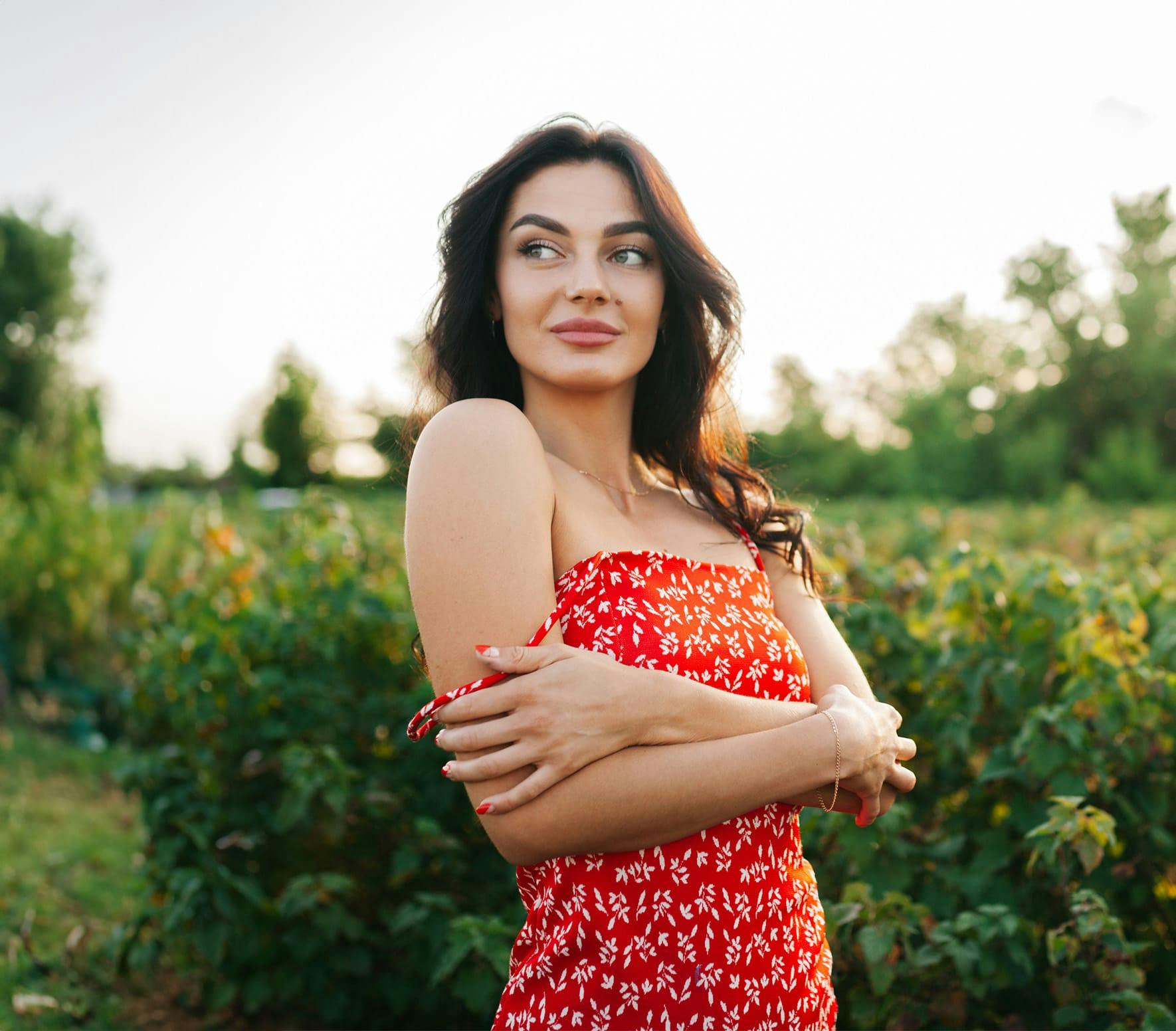 Woman posing outside
