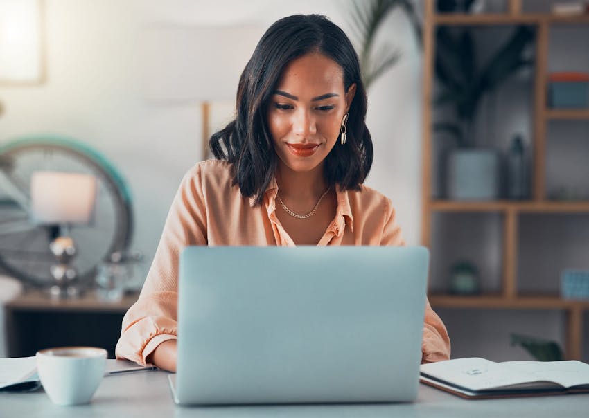 Woman working on laptop