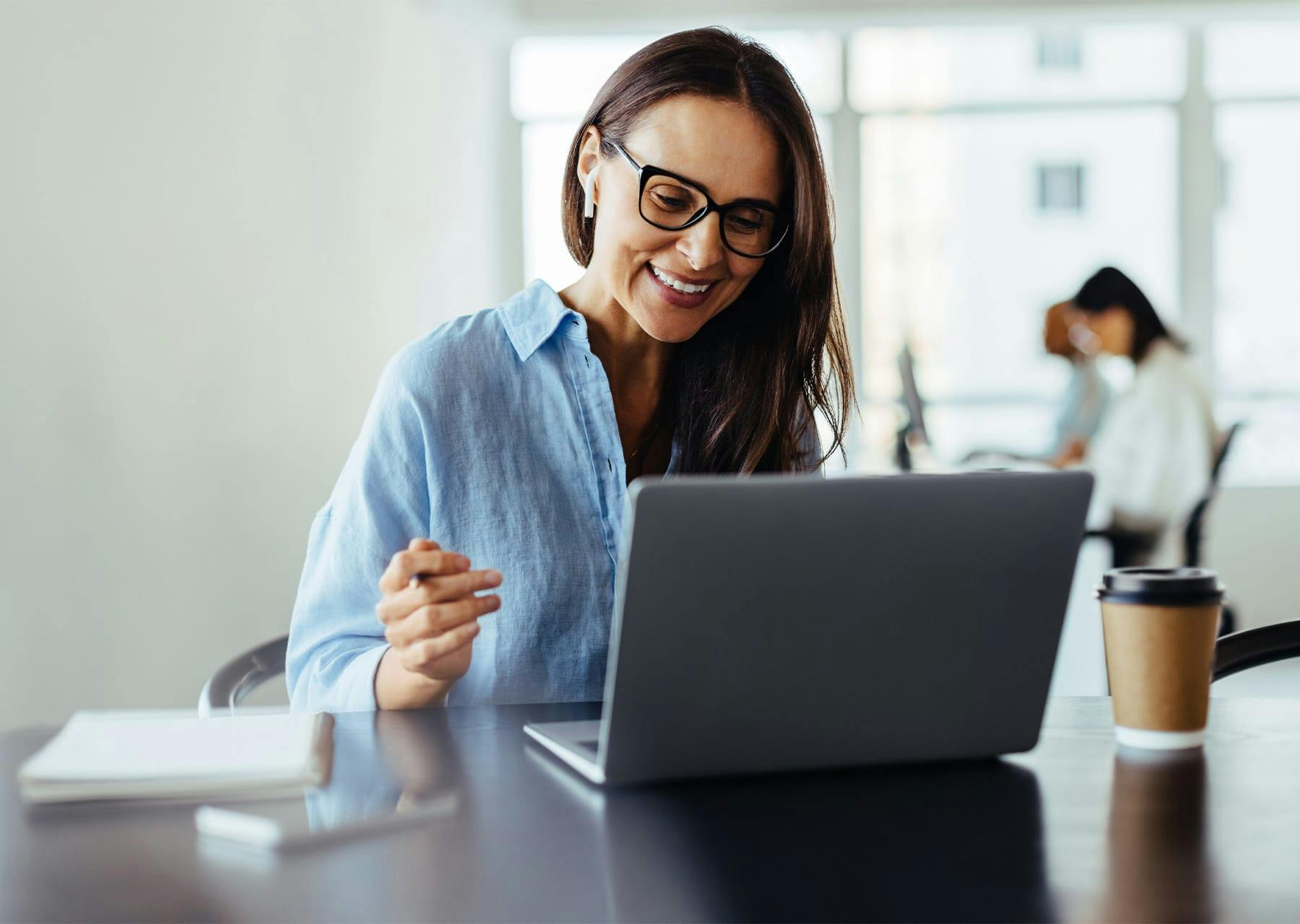 Woman working on laptop