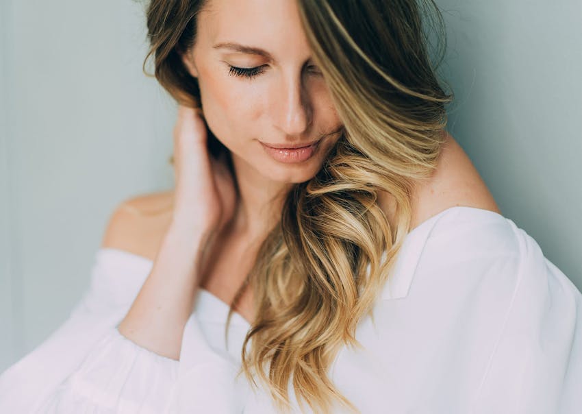 beautiful woman wearing white blouse