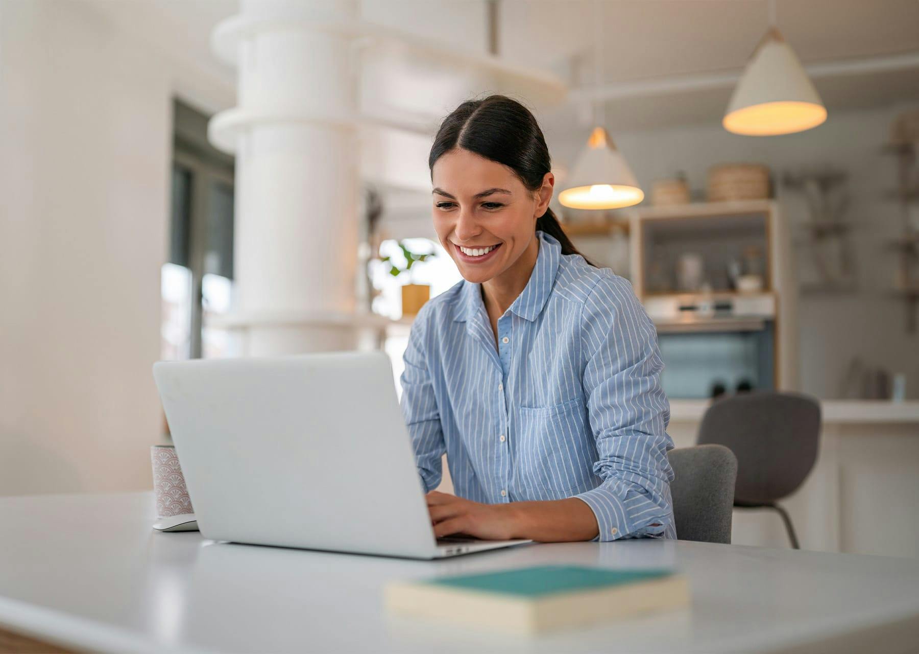 Woman working on laptop
