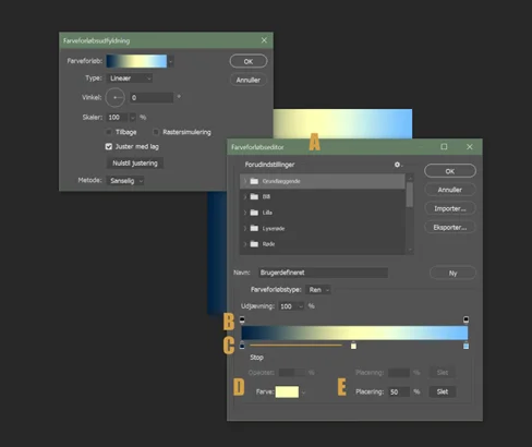 Billede af Photoshop gradient indstillinger