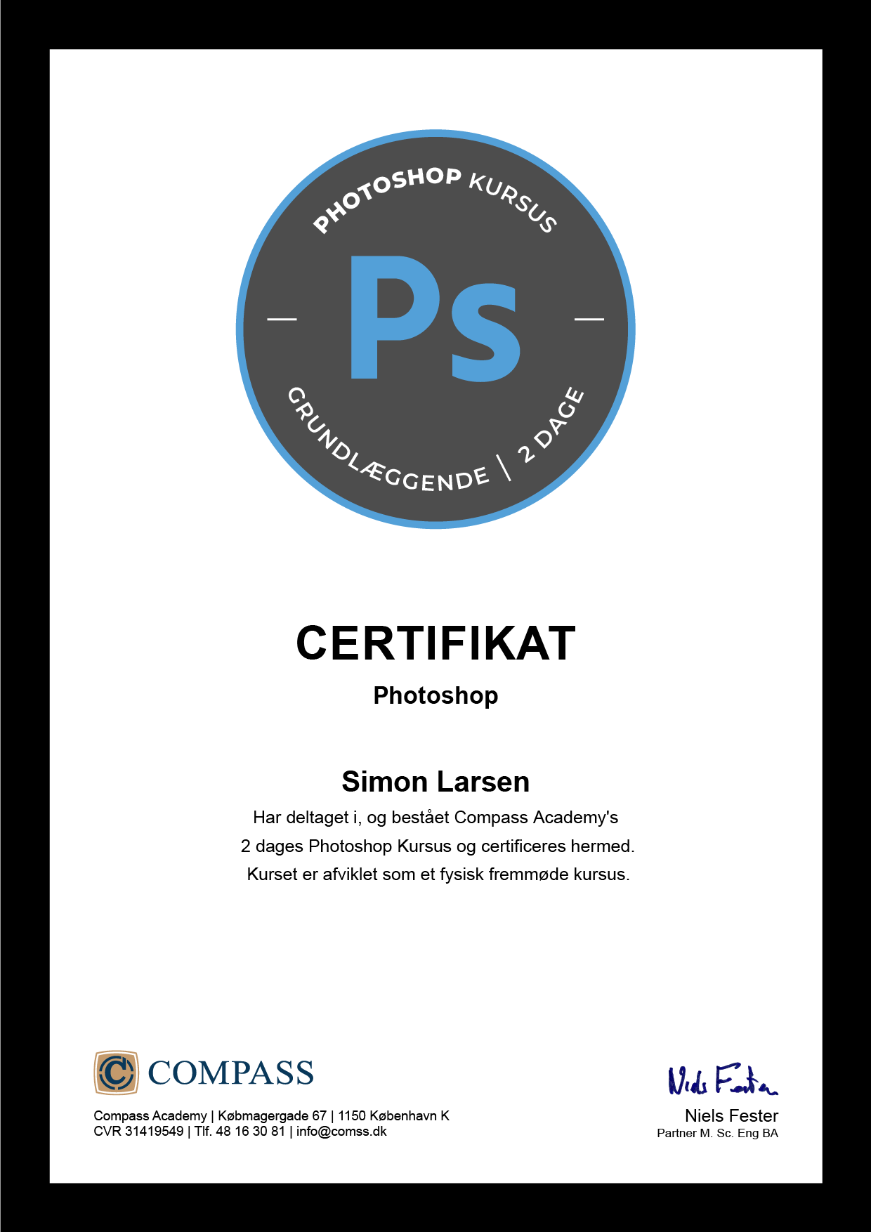 Photoshop Kursus Certifikat