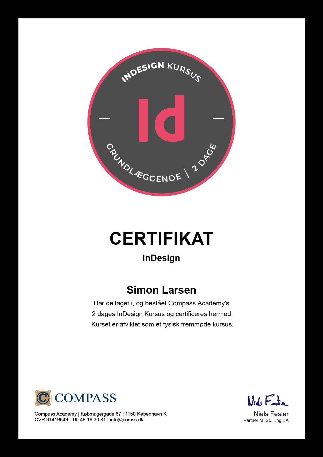 InDesign Kursus Certifikat