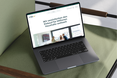 Home website shown on a screen