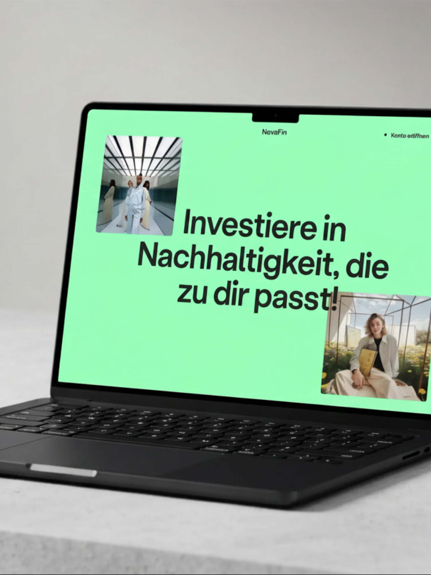 Novafin Website auf einem Bildschirm