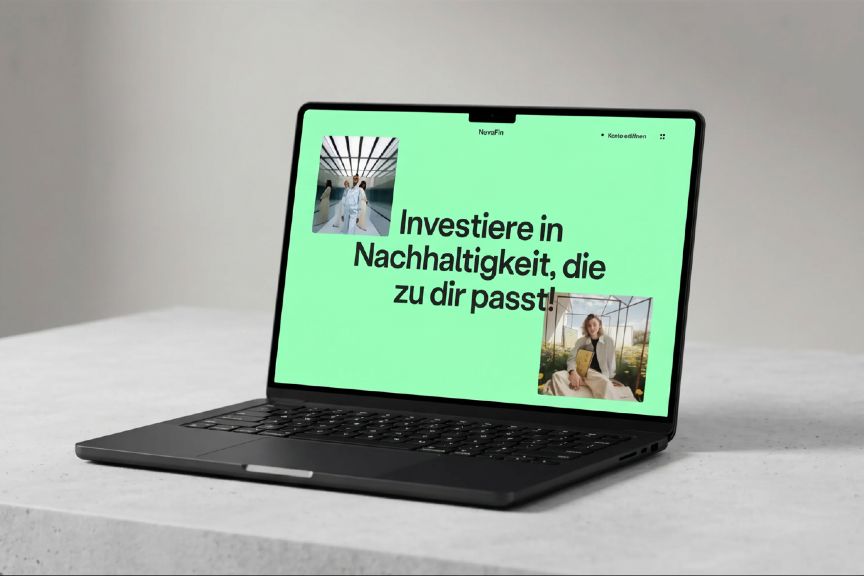 Novafin Website auf einem Bildschirm