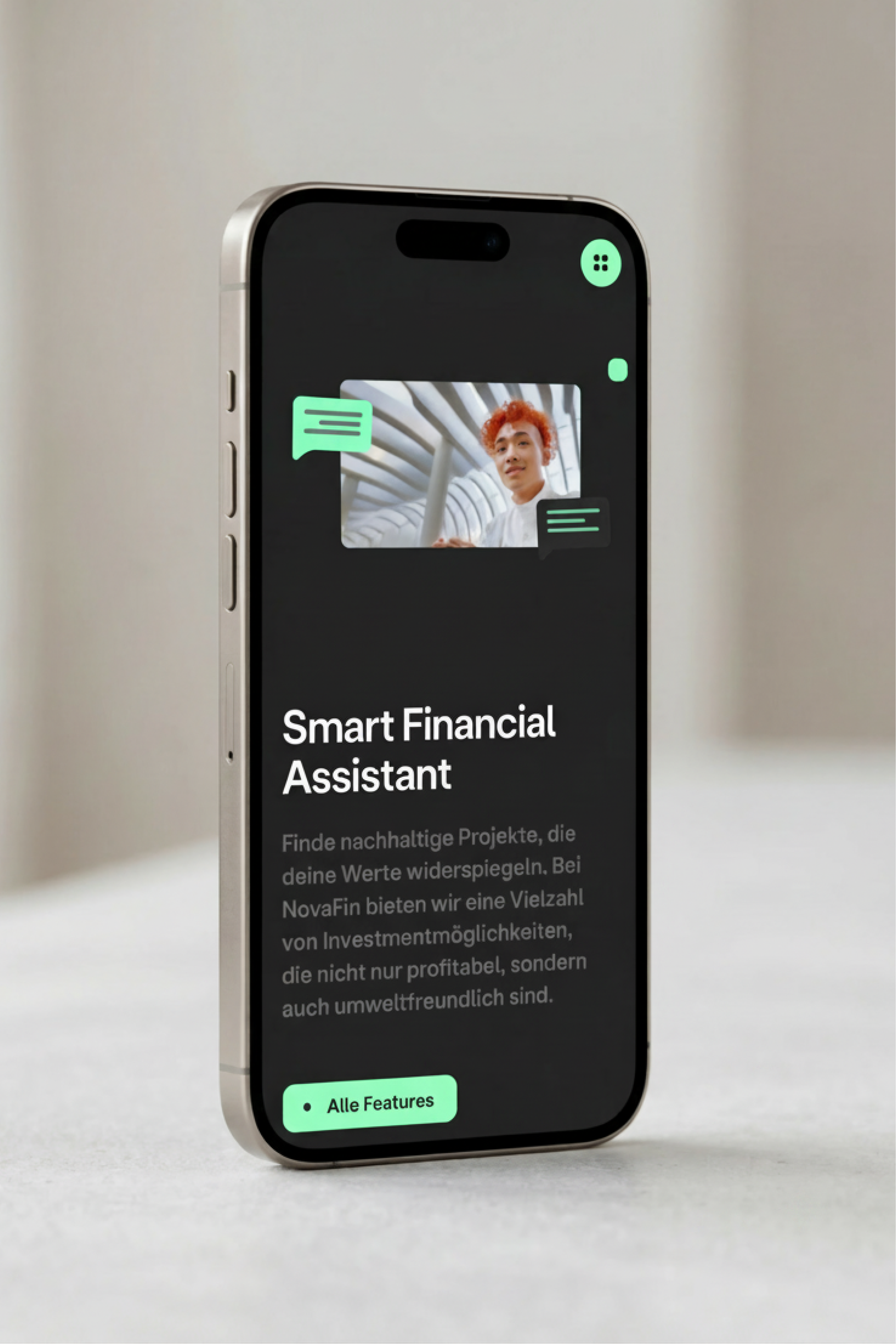 Novafin App auf einem Smartphone