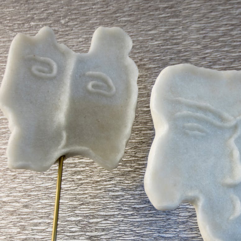 abstract face statues