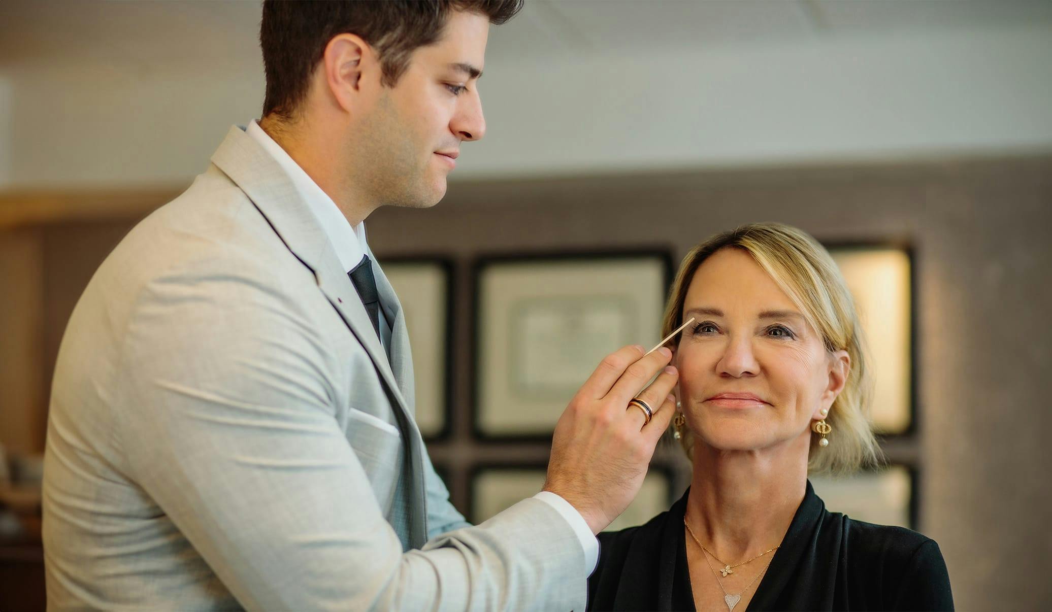 Dr. Caniglia with a female patient