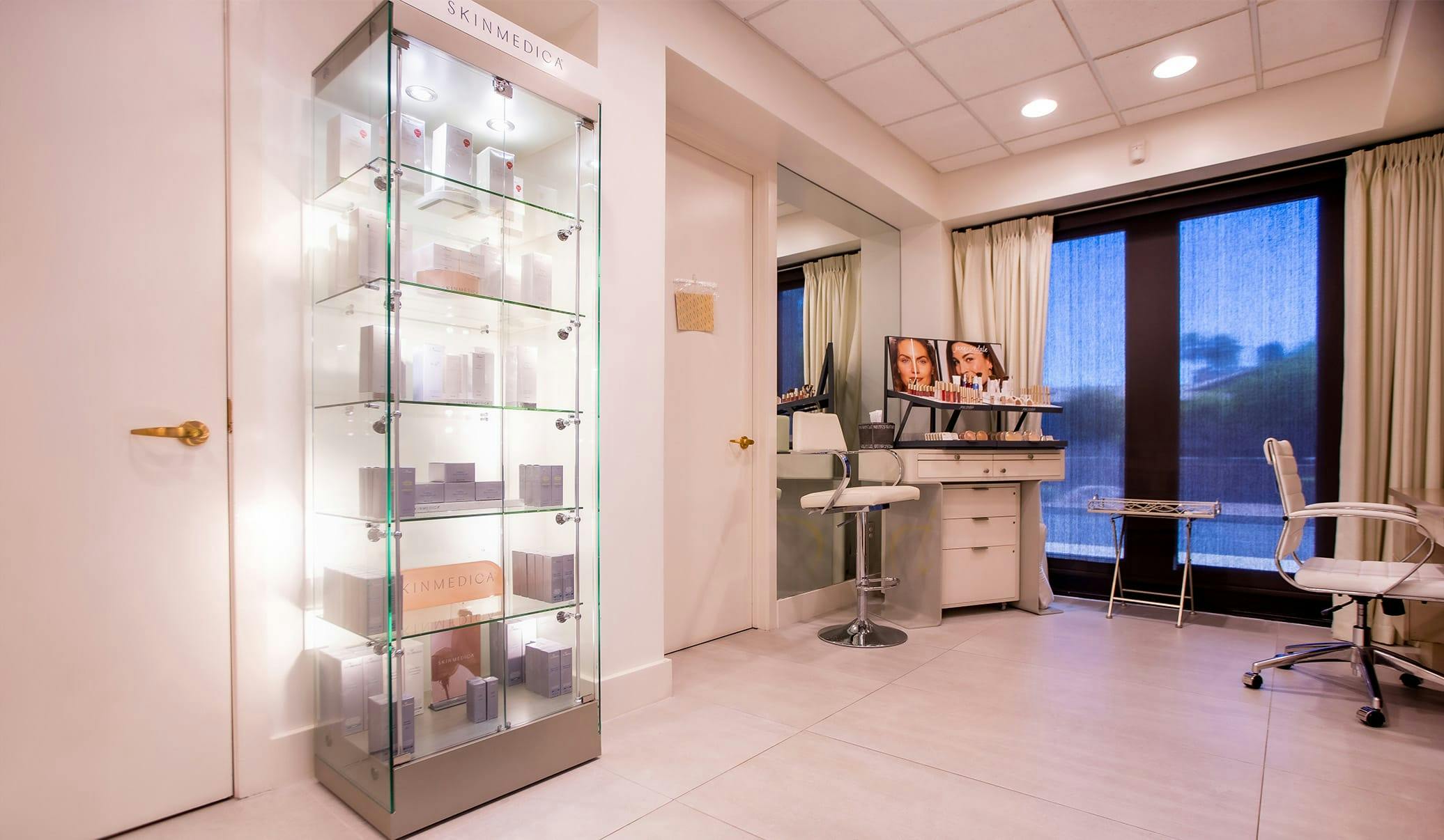 display case with products