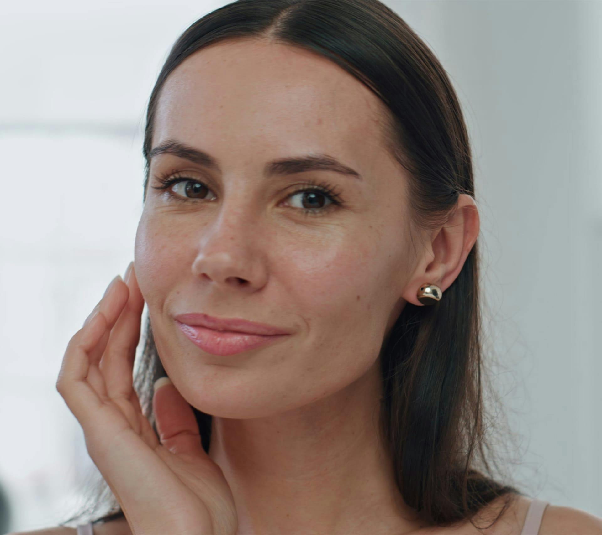woman smirking