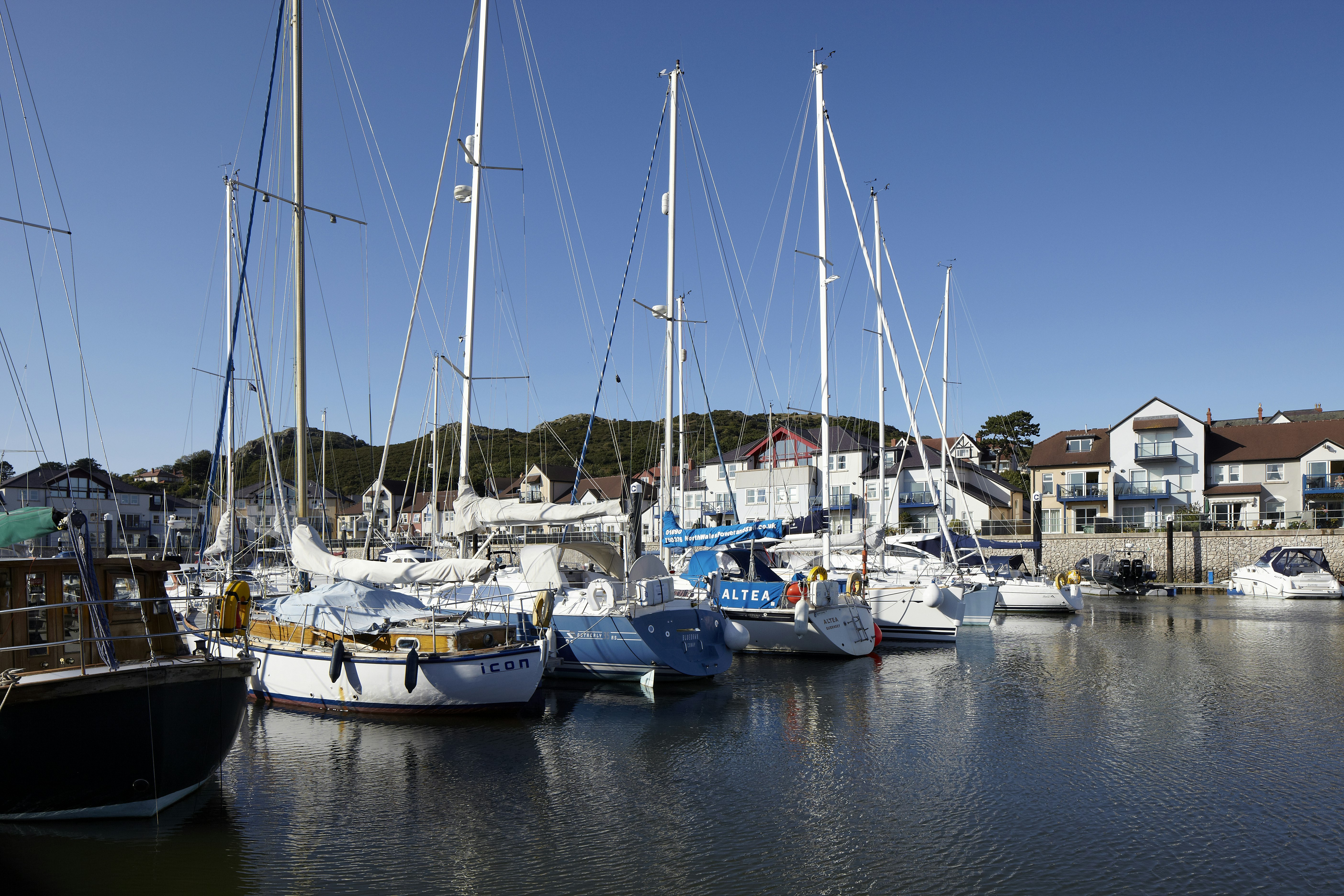 Boats moored at Deganwy Marina, Wales