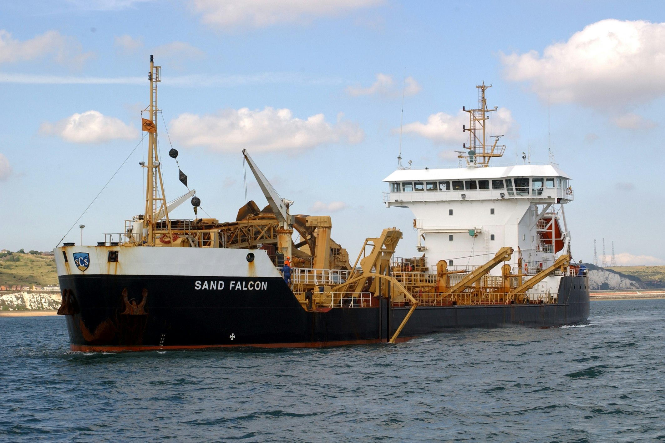 Dredger at sea