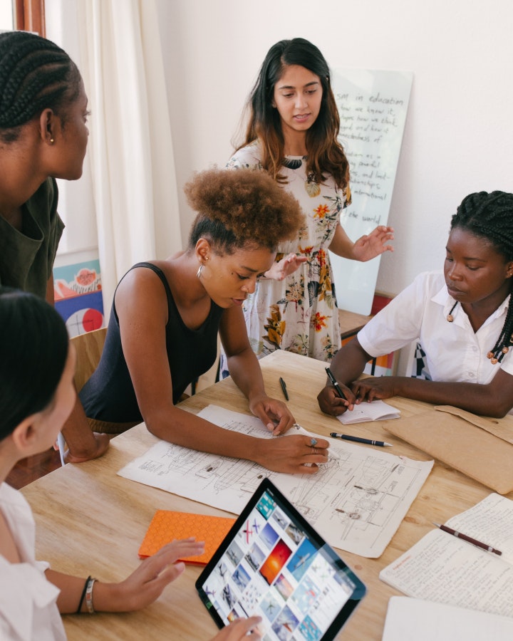 A team meeting around a table