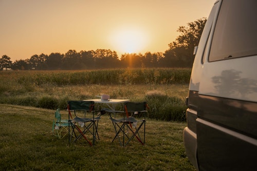Wild camping in Slovenia with VW T4 campervan with a pop top roof