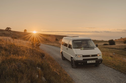 VW T4 from Balkan Campers with a pop top roof in Ljubljana, Slovenia