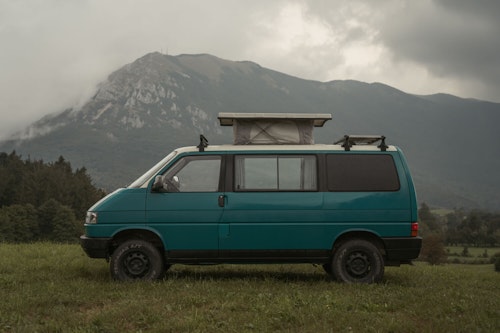 VW T4 From Balkan Campers parked in Karavanke Mountains