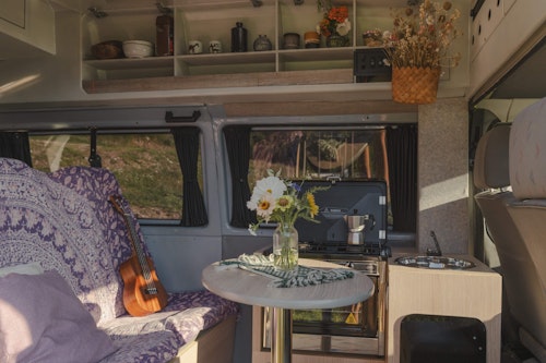 Inside space with standing height in VW T4 from Balkan Campers