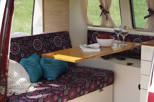Living space in VW T3 from Balkan Campers in Durmitor, Montenegro