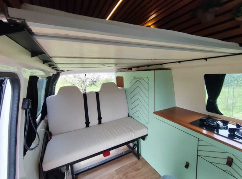 Living space of VW T5 Campervan from Balkan Campers in Podgorica, Montenegro
