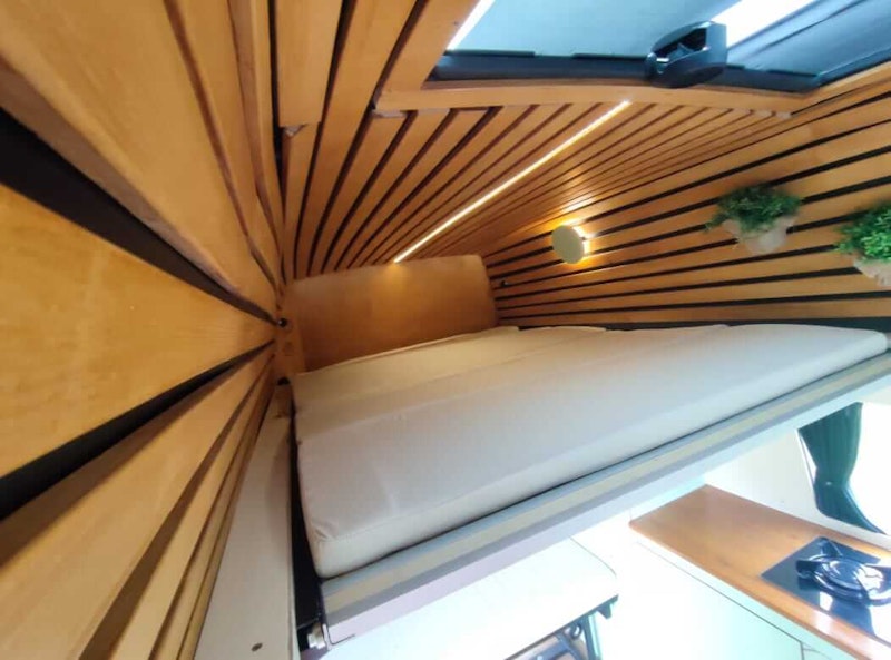 Upper bedroom in VW T5 Campervan from Balkan Campers in Podgorica, Montenegro