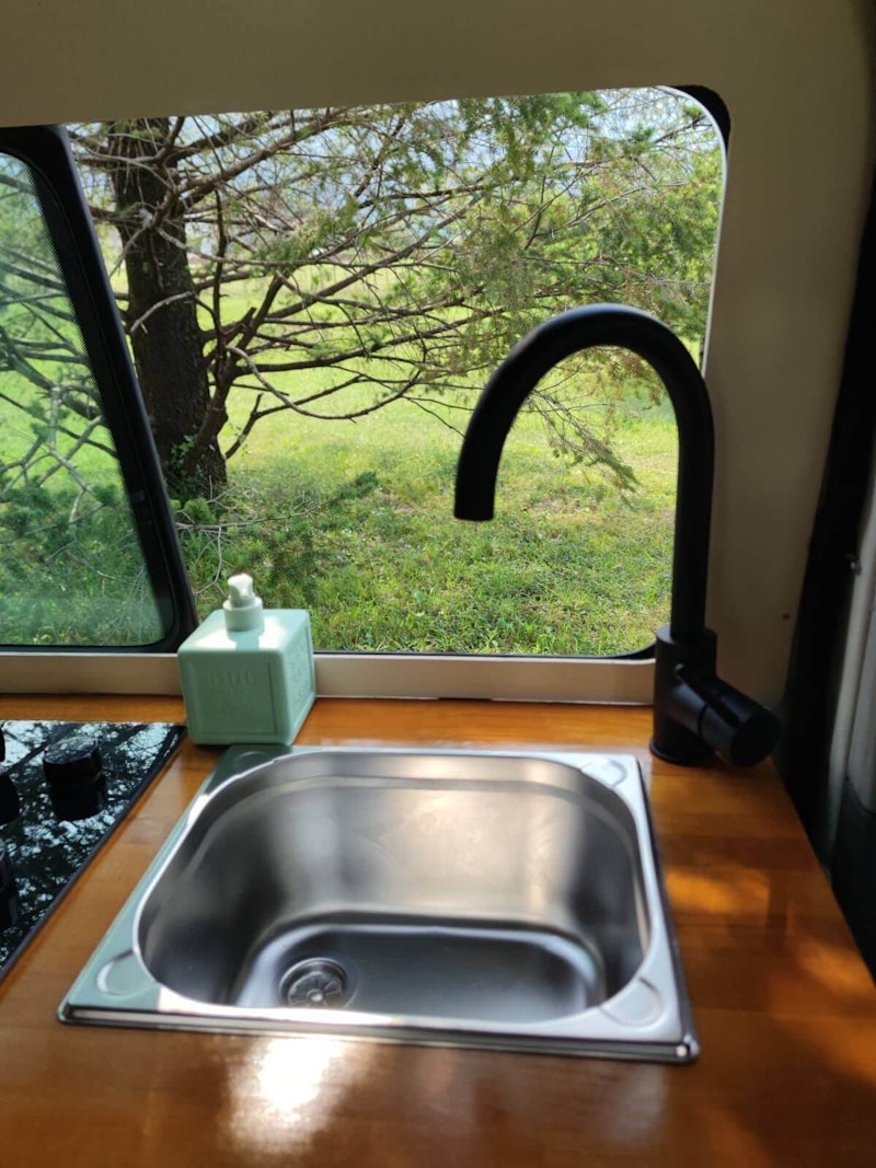 Sink inside of VW T5 Campervan from Balkan Campers in Budva, Montenegro