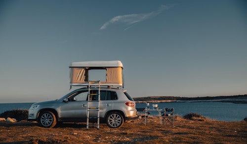 VW Tiguan with 4WD and Roof tent from Balkan Campers in Kamenjak national park, Croatia