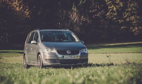 Front view of VW Touran Campervan from Balkan Campers in Kranjska Gora, Slovenia