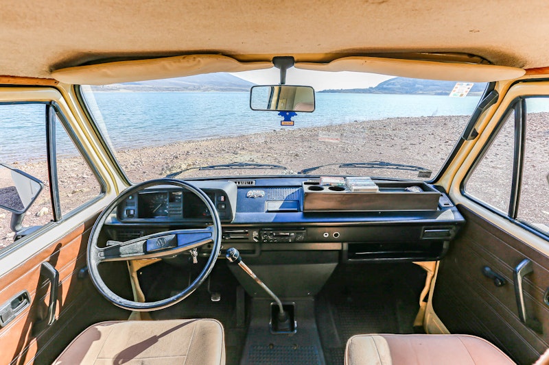 Front Seats in VW T3 Campervan from Balkan Campers close to Split, Croatia