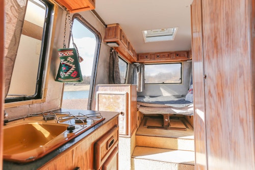 Interior of VW T3 Campervan from Balkan Campers close to Split, Croatia