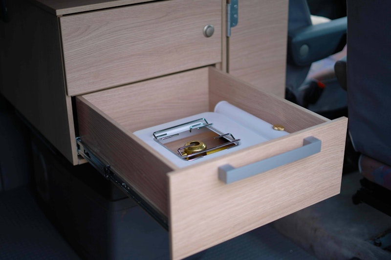 Kitchen stove in VW t4 Campervan Dino from Balkan Campers in Ljubljana, Slovenia