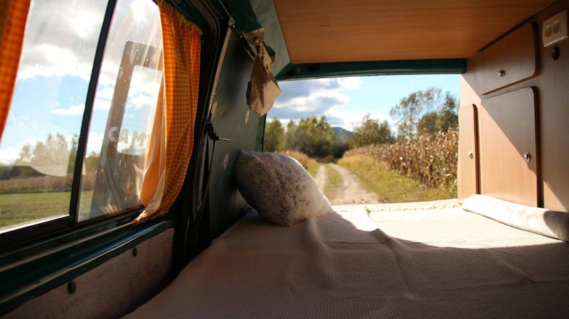 Bedroom in VW T4 Campervan from Balkan Campers in Styria Slovenia