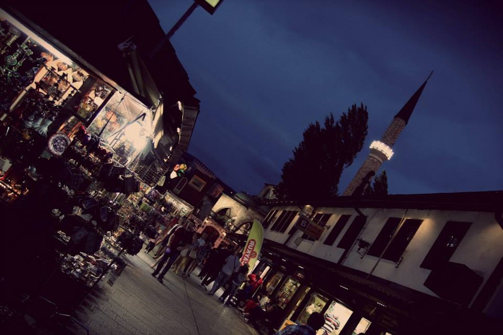 Sarajevo market in the evening