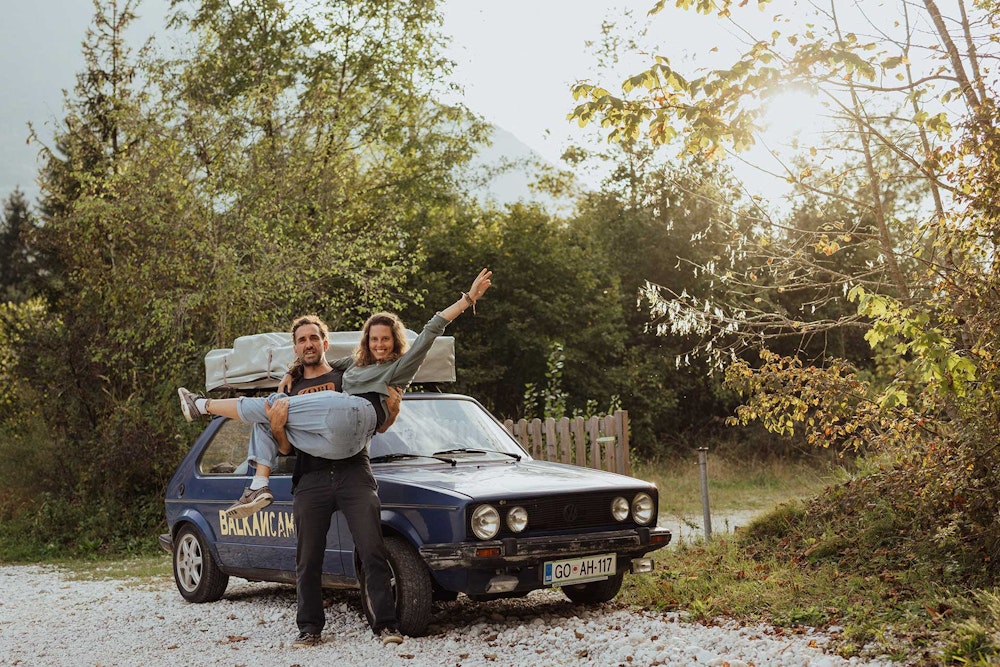 Balkan Campers founders Sara and Nejc in Bovec, Slovenia