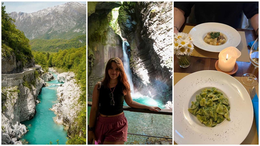 Vloger Katja exploring Soča Valley with VW T4 Katina from Balkan Campers