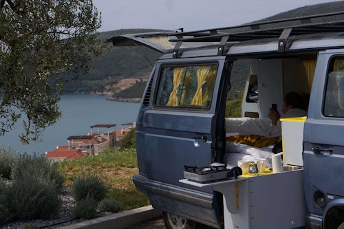 Free camping with VW T3 campervan from Balkan Campers at Montenegro coast