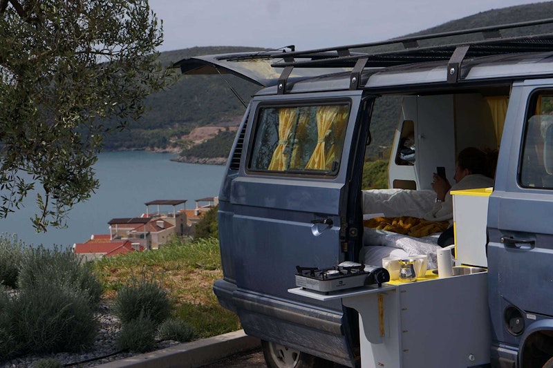 Free camping with VW T3 campervan from Balkan Campers at Montenegro coast