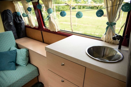 Sink in a VW T3 Campervan from Balkan Campers in Podgorica, Montenegro