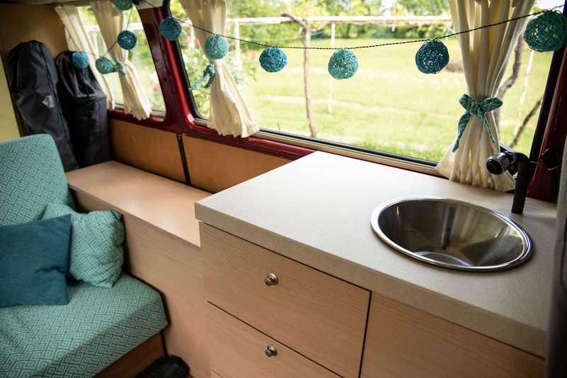 Sink in a VW T3 Campervan from Balkan Campers in Podgorica, Montenegro