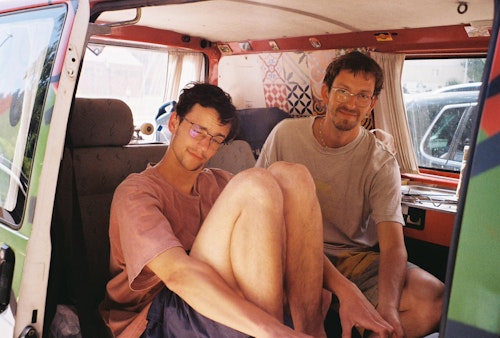 Balkan Campers customers in VW T4 camper van packing for a road trip to Montenegro