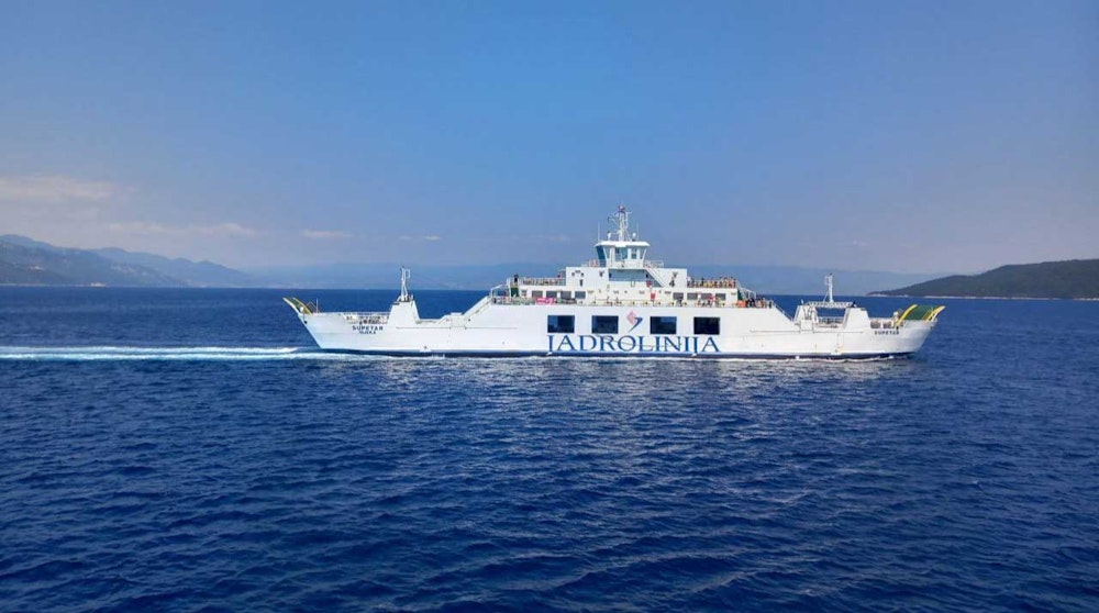 Jadrolinija ferry between mainland close to Rijeka, Croatia and Porozine