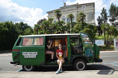 Old school VW bus parked in Rovinj, Croatia
